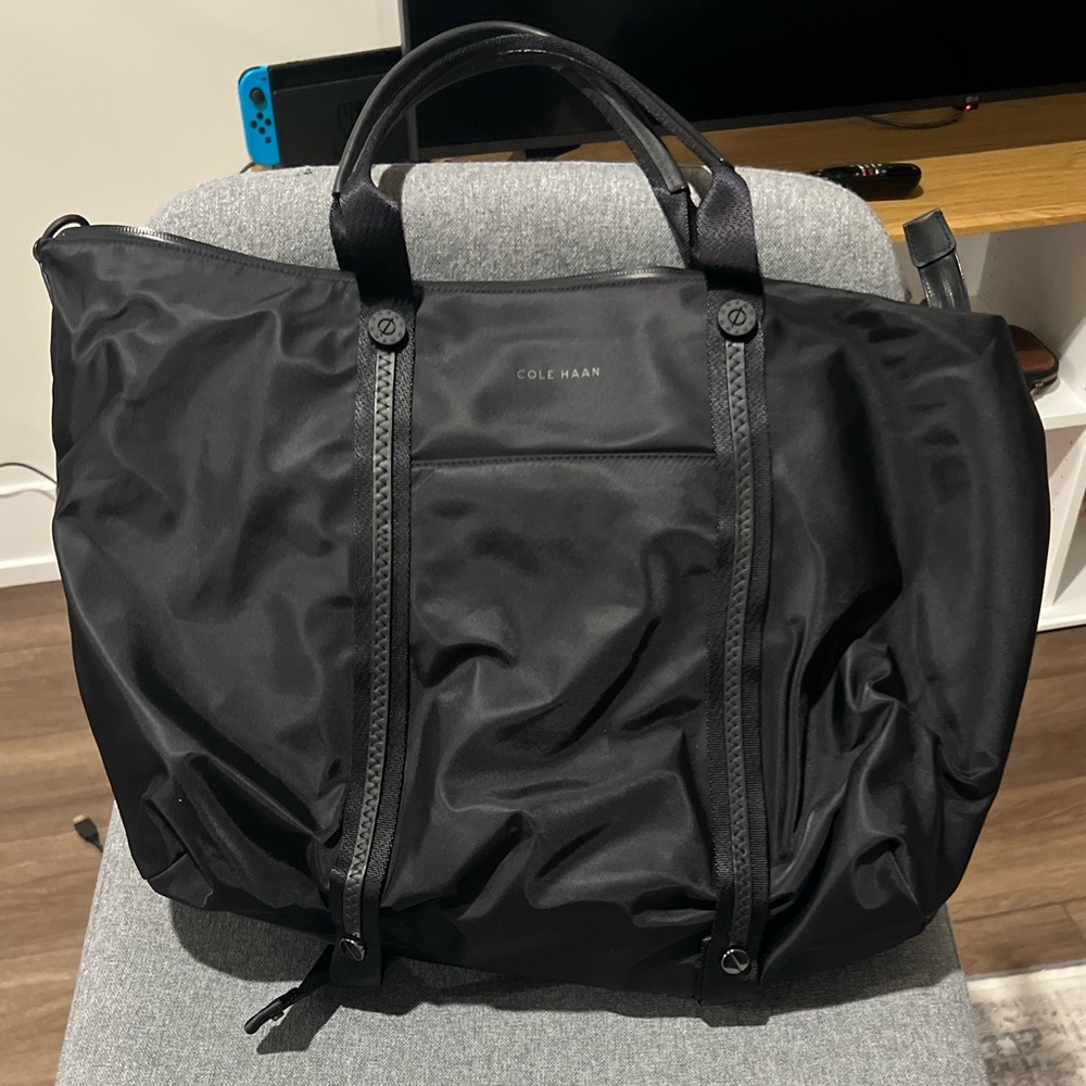 Black Cole Haan ZeroGrand Nylon/Leather Tote Bag